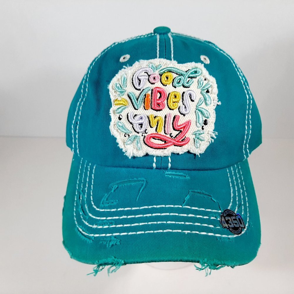 Good Vibes Only Embroidered Frayed Patch Distresse